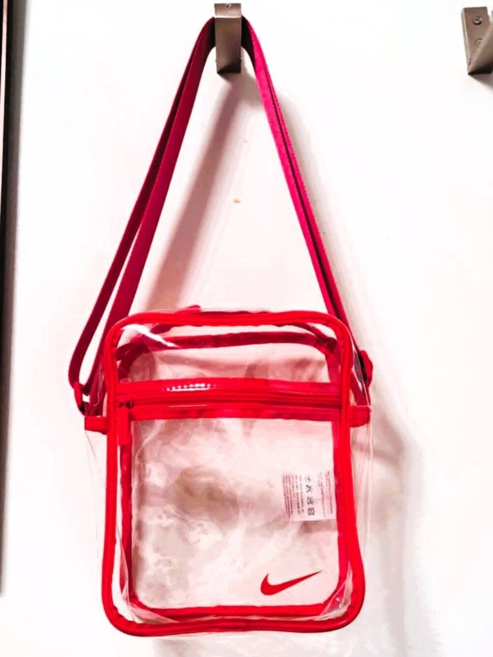 New Nike Heritage Crystal Clear Crossbody Bag - Red/Transparent
